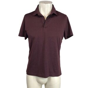 01 ALGO Mens Performance Polo Shirt Burgundy Heathered Short Sleeve S-SH